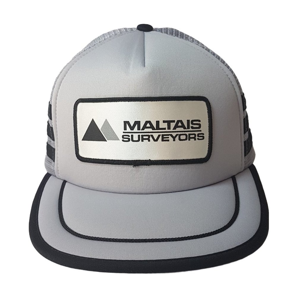 Vintage 80s MALTAIS SURVEYORS Hat Snapback Trucker Hat Classic Cap Gray Grey